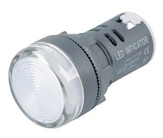 LED-merkkilamppu 22mm 12Vac/dc valkoinen/harmaa (210-00058) LED-merkkilamppu 22mm 12Vac/dc valkoinen/harmaa (210-00058)