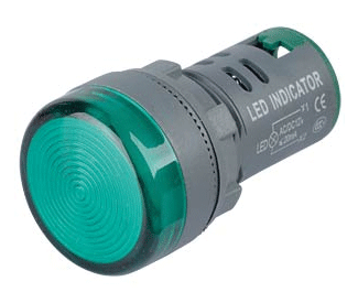 LED-merkkilamppu 22mm 12Vac/dc vihreä/harmaa (210-00054) *