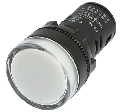 LED-merkkilamppu 22mm 130Vac valkoinen