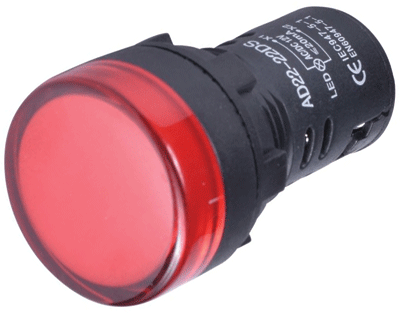 LED-merkkilamppu 22mm 12Vac/dc punainen/musta (210-00049B)