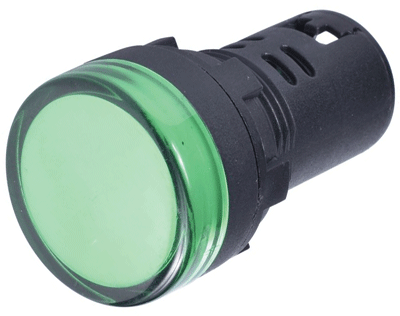 LED-merkkilamppu 22mm 12Vac/dc vihreä/musta (210-00054B)
