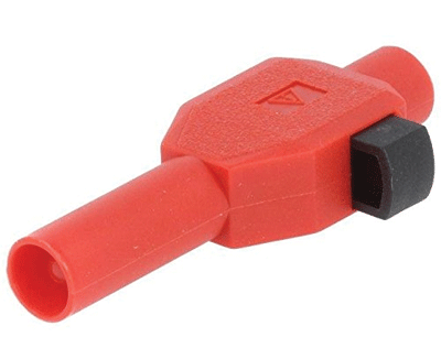 Turvabanaanipistoke 4mm jousikiinnitys punainen Turvabanaanipistoke 4mm jousikiinnitys punainen