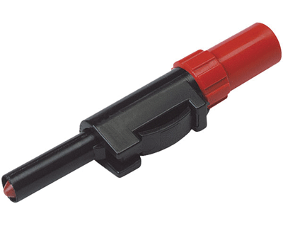 Turvabanaanipistoke 4mm 30Vac/60Vdc ruuvil. punainen Turvabanaanipistoke 4mm 30Vac/60Vdc ruuvil. punainen