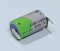 Litium-paristo piirilevylle 3,6V 1200mAh 1/2AA