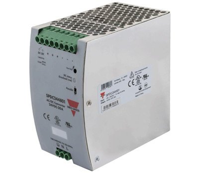 Hakkuriteholähde DIN-kiskoon 24Vdc 20A 480W (SPDC244801)