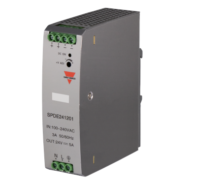 Hakkuriteholähde DIN-kiskoon 24Vdc 5A 120W (SPDE241201) Hakkuriteholähde DIN-kiskoon 24Vdc 5A 120W (SPDE241201)
