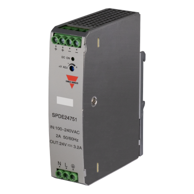 Hakkuriteholähde DIN-kiskoon 24Vdc 3A 72W (SPDE24751) Hakkuriteholähde DIN-kiskoon 24Vdc 3A 72W (SPDE24751)