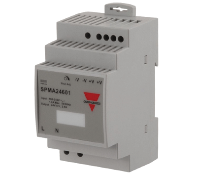 Hakkuriteholähde DIN-kiskoon 24Vdc 2,5A 60W (SPMA24601) Hakkuriteholähde DIN-kiskoon 24Vdc 2,5A 60W (SPMA24601)