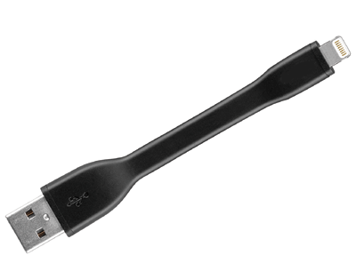 USB-Lightning -liitäntäkaapeli litteä iPhone/iPad 0,1m musta