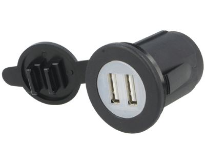 DC/USB-jännitemuunnin paneeliasennus 12-24Vdc/2x5Vdc 2,1A (A13-204B-BB3)