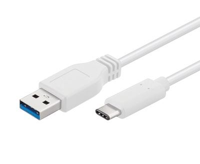 USB 3.0 liitäntäkaapeli USB-C/USB-A valkoinen 0,2m