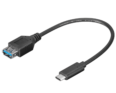 USB 3.0 liitäntäkaapeli USB-C/USB-A musta 0,2m