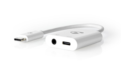 USB-C-audioliitäntäkaapeli latausliitännällä 0,15m valkoinen