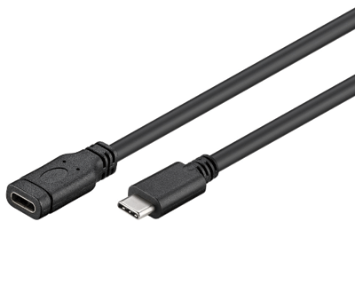 USB-C (USB 3.1) jatkojohto musta 1m