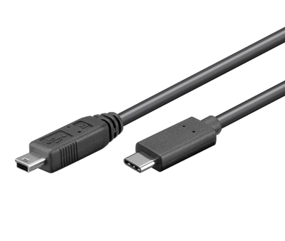 USB 2.0 liitäntäkaapeli USB-C/mini-USB-B musta 0,5m