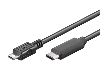 USB 2.0 liitäntäkaapeli USB-C/micro-USB-B (3A pikalataus) musta 3m