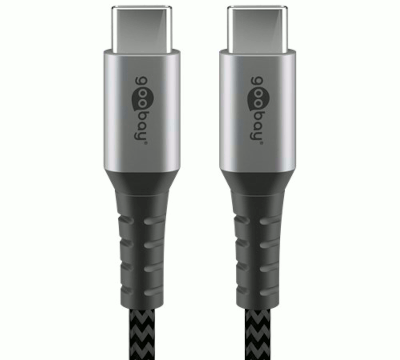 USB-C (USB 2.0) liitäntäkaapeli tekstiili-eristeellä USB-C/USB-C 1,0m