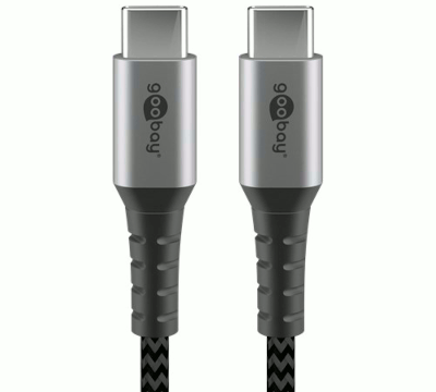 USB-C (USB 2.0) liitäntäkaapeli tekstiili-eristeellä USB-C/USB-C 0,5m