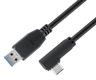 USB 3.0 liitäntäkaapeli USB-A/USB-C kulma musta 0,5m
