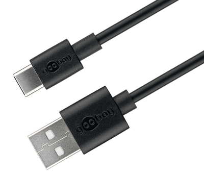 USB 2.0 liitäntäkaapeli USB-A/USB-C (3A pikalataus) musta 3m