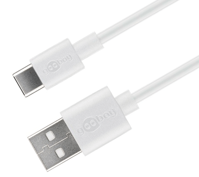 USB 2.0 liitäntäkaapeli USB-A/USB-C (3A pikalataus) valkoinen 3m
