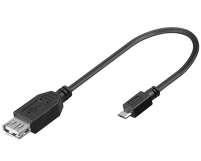 USB-A / micro-USB-B -liitäntäkaapeli (OTG) musta 0,2m