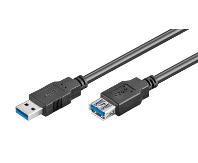 USB 3.0 jatkojohto A/A musta 3m