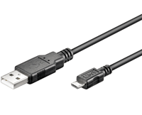 USB-A / micro-USB-B -liitäntäkaapeli musta 0,15m