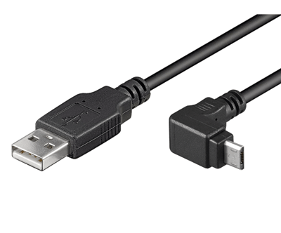 USB-A / micro-USB-B -liitäntäkaapeli kulma alas musta 1,8m