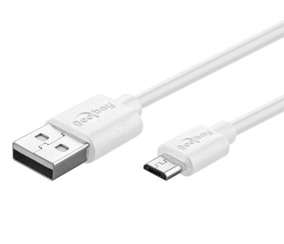 USB-A / micro-USB-B -liitäntäkaapeli valkoinen 1m