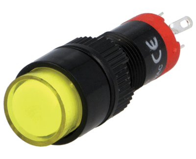 Painokytkin LED-merkkivalolla 1xON-ON LED/230Vac/dc keltainen