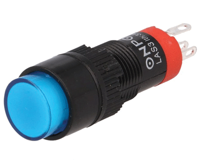 Painokytkin LED-merkkivalolla 1xON-ON LED/24Vac/dc sininen