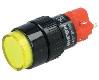 Painike LED-merkkivalolla 1xON-(ON) LED/230Vac/dc keltainen (LAS1Y-11-230Y)