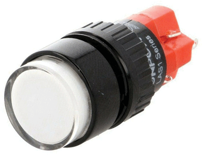 Painokytkin LED-merkkivalolla 1xON-ON LED/230Vac/dc valkoinen (LAS1Y-11Z-230W)