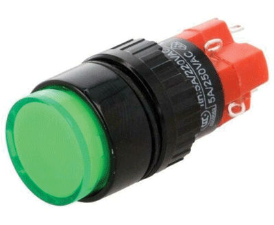 Painokytkin LED-merkkivalolla 1xON-ON LED/230Vac/dc vihreä (LAS1Y-11Z-230G)