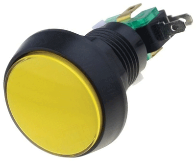 Painike 12Vdc LED-merkkivalolla 10A 250Vac kaltainen (VAQ-9-10-12-Y)