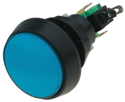 Painike 12Vdc LED-merkkivalolla 10A 250Vac sininen (VAQ-9-10-12-B)