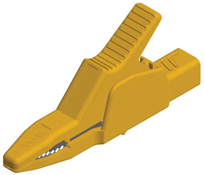 Hauenleukaliitin 4mm turvabanaaniliittimelle Cat II 1000V keltainen (972405-103)