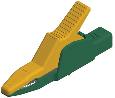 Hauenleukaliitin 4mm turvabanaaniliittimelle Cat II 1000V keltavihreä (972405-188)