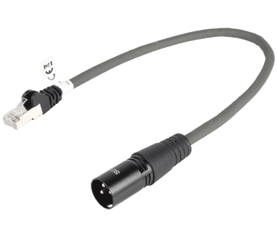 DMX-liitäntäkaapeli XLR-uros 3-nap. / RJ45 harmaa 0,3m