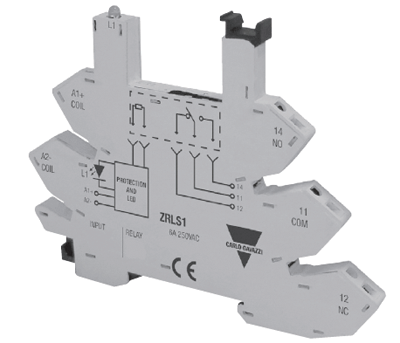 Relekanta DIN-kiskoon jousiliitännällä RSLM-sarja 220-240Vac/dc (ZRLS15GA)