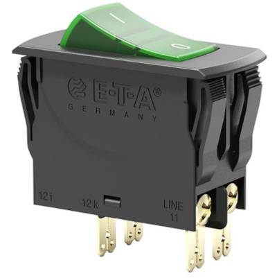 Ylivirtasuojakytkin 250Vac/28Vdc 2,5A 2xON-OFF vihreä Ylivirtasuojakytkin 250Vac/28Vdc 2,5A 2xON-OFF vihreä