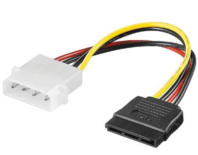 Virta-adapterijohto SATA-naaras/PC-power 4-nap. uros 0,13m Virta-adapterijohto SATA-naaras/PC-power 4-nap. uros 0,13m