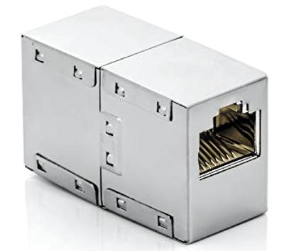 Modular-jatkoliitin 8/8-napainen (RJ45) suojattu STP/Cat5e Modular-jatkoliitin 8/8-napainen (RJ45) suojattu STP/Cat5e