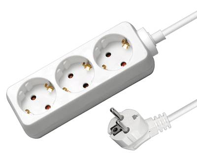 Schuko-jatkopistorasia 3-osainen valkoinen 1,5m Schuko-jatkopistorasia 3-osainen valkoinen 1,5m
