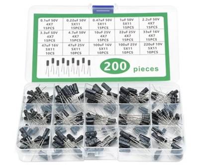 Elektrolyyttikondensaattorisarja 0,1-220uF 200kpl Elektrolyyttikondensaattorisarja 0,1-220uF 200kpl