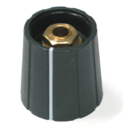 Laitenuppi, nylon 6,35mm/21mm musta viivalla Laitenuppi, nylon 6,35mm/21mm musta viivalla