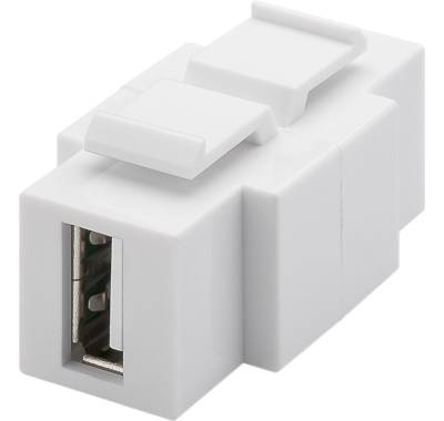USB-liitinadapteri paneeliasennukseen A-naaras/B-naaras USB 2.0 valkoinen USB-liitinadapteri paneeliasennukseen A-naaras/B-naaras USB 2.0 valkoinen