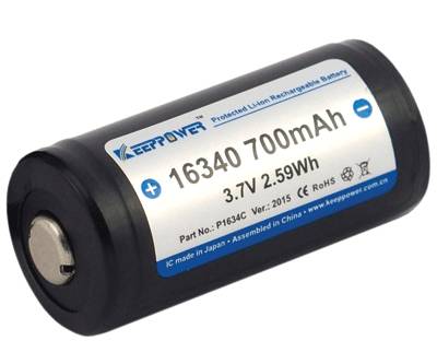 Li-Ion-akku 3,7V 700mAh 2/3A (16340) Li-Ion-akku 3,7V 700mAh 2/3A (16340)