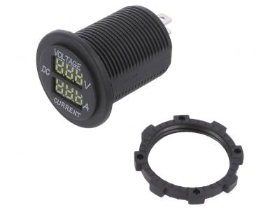 Digitaalinen LED-paneelimittari 5-30Vdc/1-15A punainen Digitaalinen LED-paneelimittari 5-30Vdc/1-15A punainen